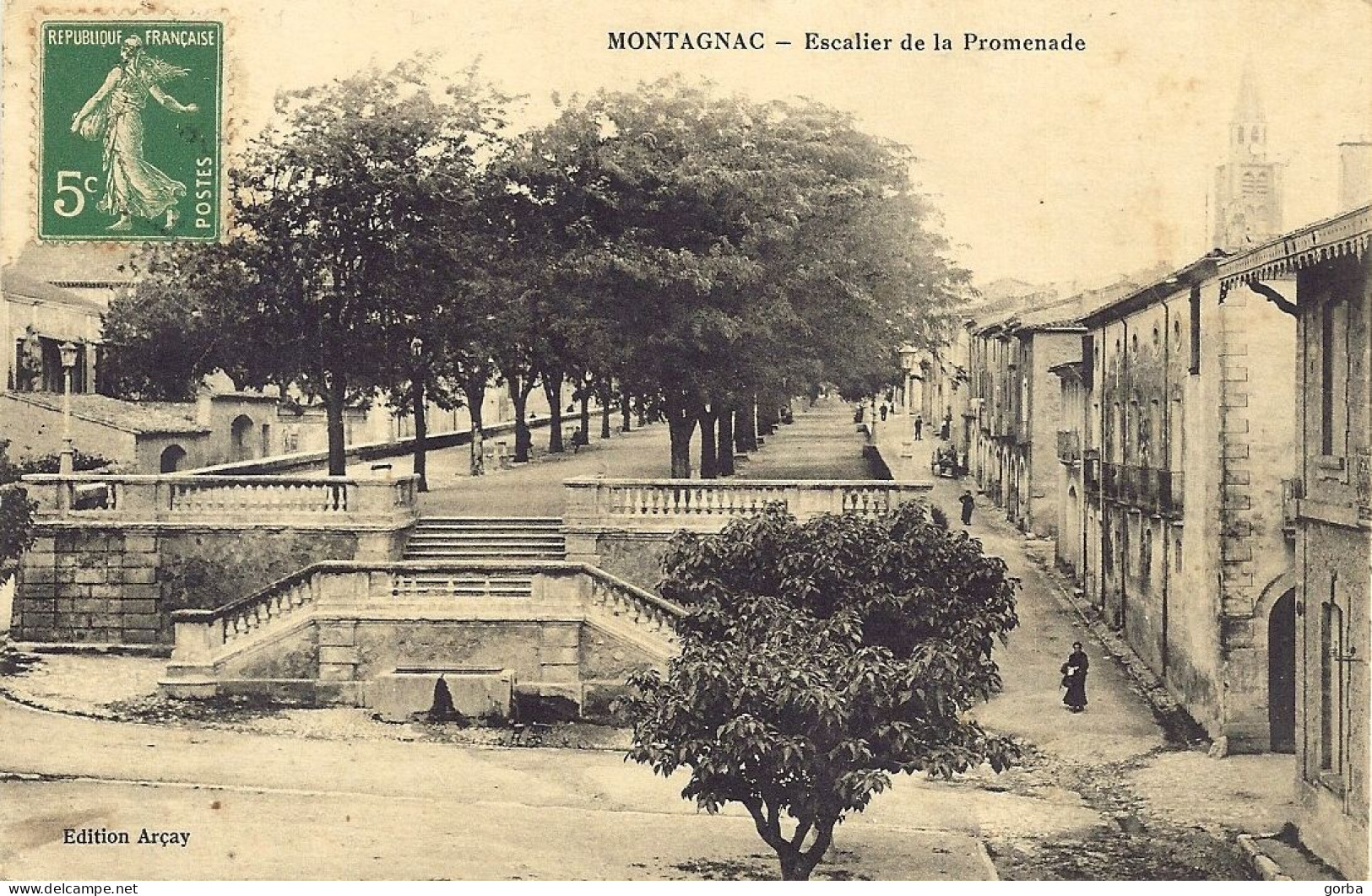*CPA  - 34 - MONTAGNAC - Escalier De La Promenade (A) - Montagnac