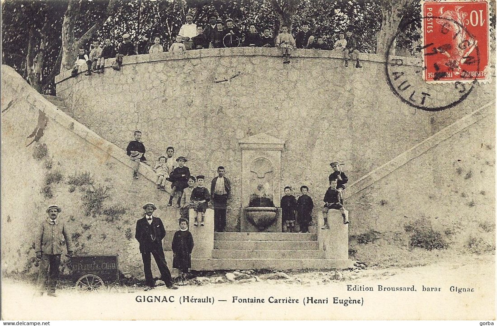 *CPA  - 34 - GIGNAC - La Fontaine Carrière - Animée - Gignac