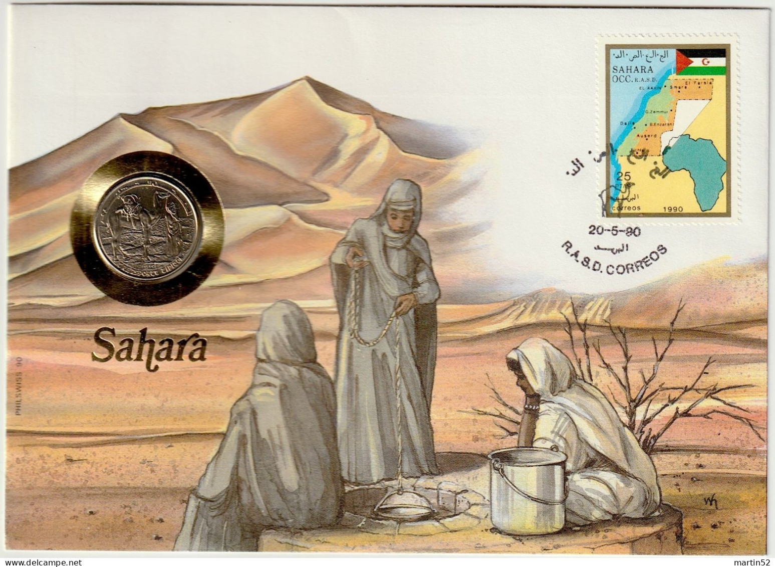SAHARA OCC.1990: Numis-letter With "coin" And Semi-official Stamp With Postmark R.A.S.D CORREOS 20-5-90 - Spanische Sahara