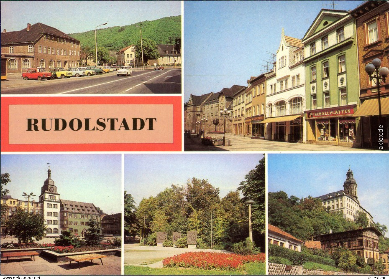 Rudolstadt   Thälmannstraße, Rathaus, Wilhelm-Pieck-Platz, Heidecksburg 1984 - Rudolstadt