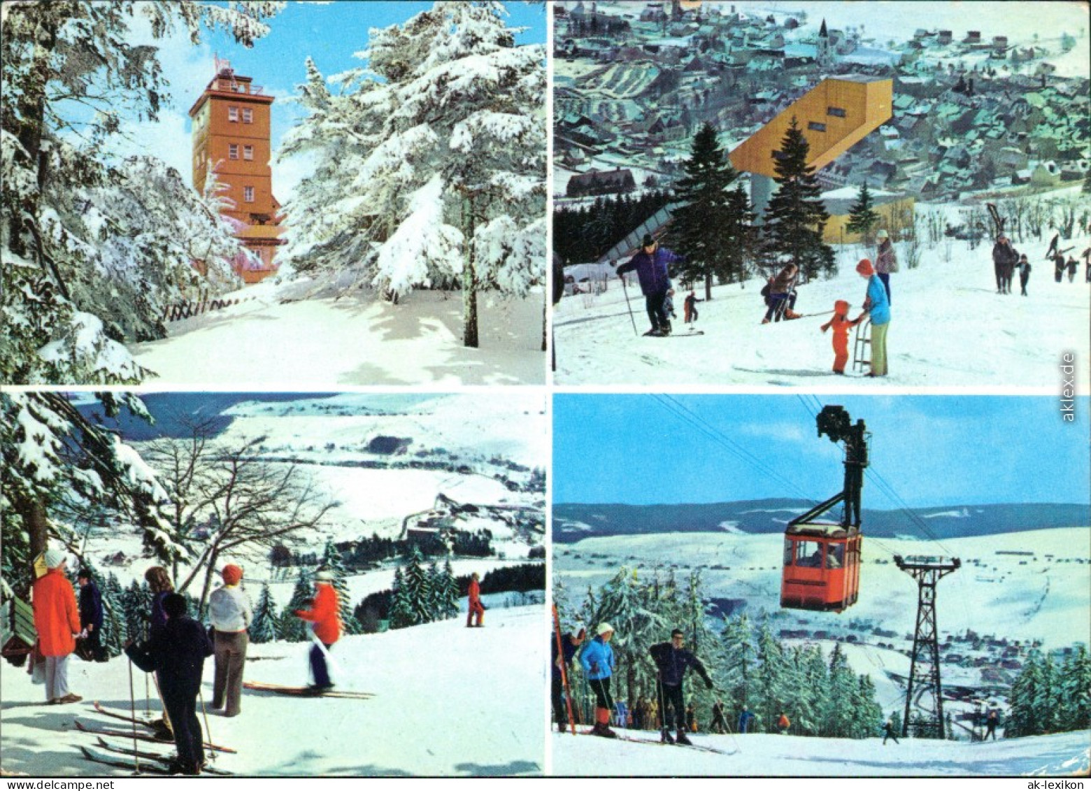 Oberwiesenthal Wetterwarte Sprungschanze Skihang Drahtseilbahn Fichtelberg G1982 - Oberwiesenthal