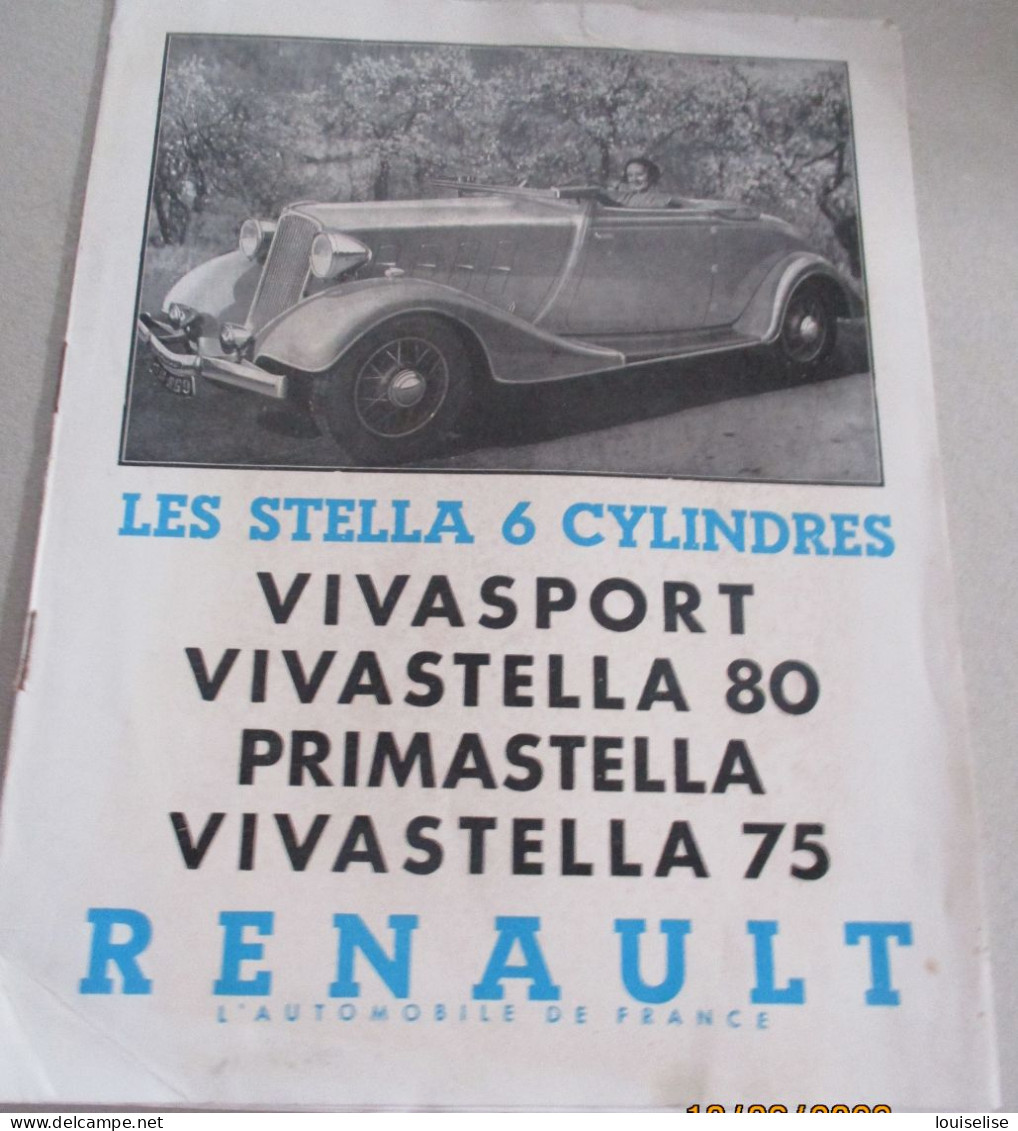 BELLE  PUBLICITE AUTOS RENAULT  6 CYLINDRES    VIVASTELLA    PRIMASTELLA    VIVASPORT - Posters