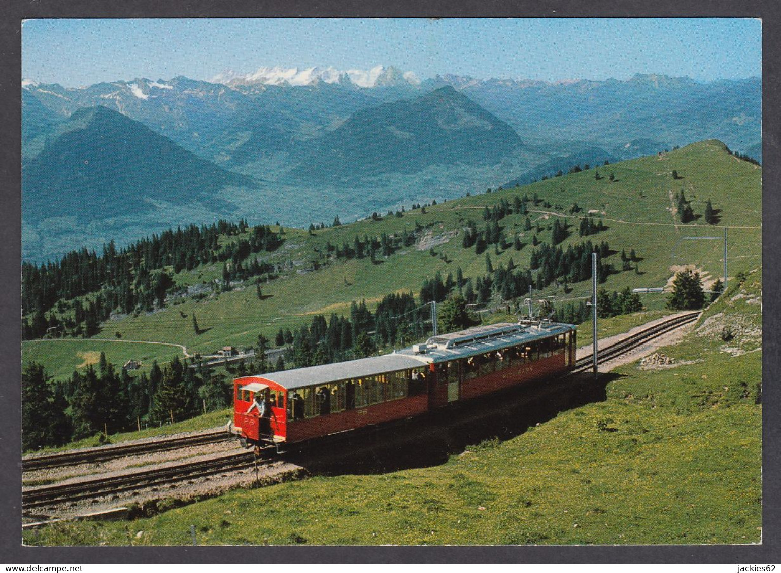 109827/ VITZNAU, Vitznau-Rigi-Bahn Unterhalb Rigi-Kulm, Blick Auf Unterwaldner Und Berner Alpen - Vitznau