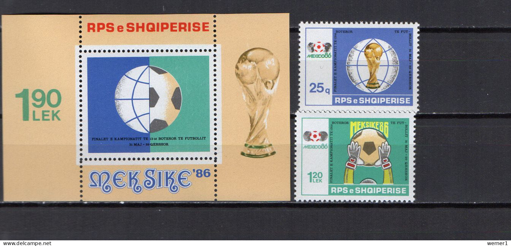 Albania 1986 Football Soccer World Cup Set Of 2 + S/s MNH - 1986 – Mexique