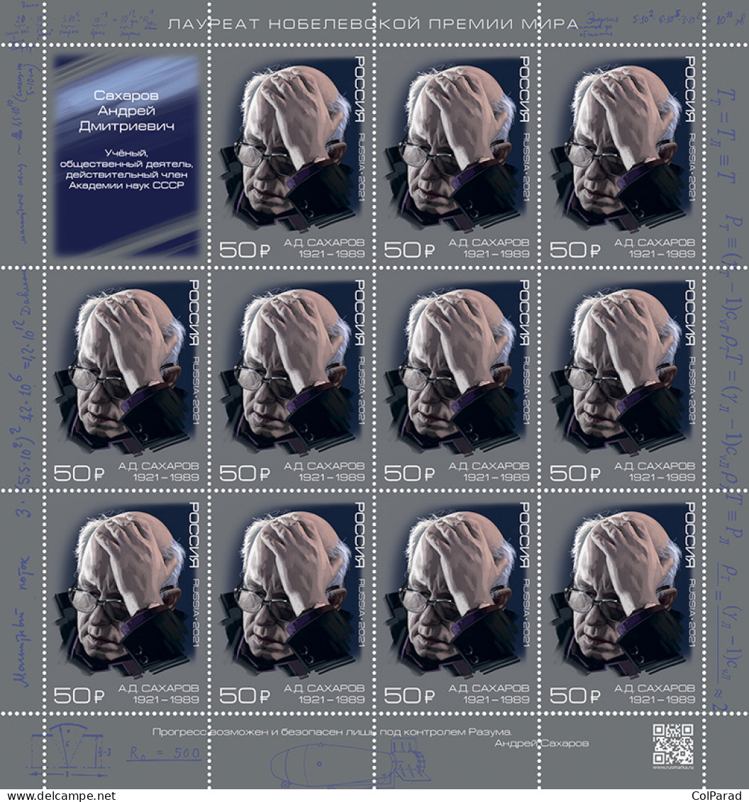 RUSSIA - 2021 -  SHEET MNH ** - 100th Anniversary Of The Birth Of A.D. Sakharov - Nuevos