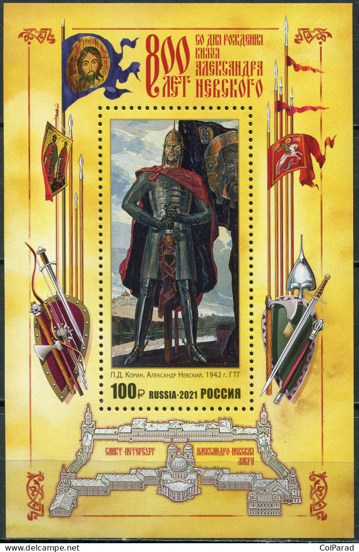 RUSSIA - 2021 - S/S MNH ** - Prince Alexander Nevsky (1221-1263), Commander - Nuovi