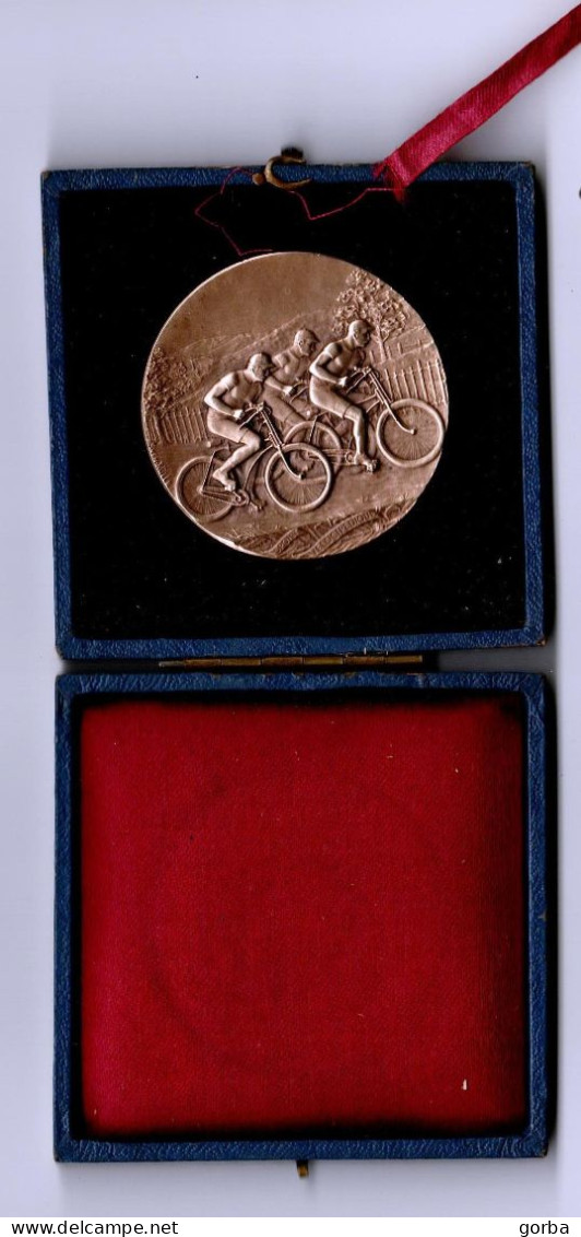 *Medaille En Bronze (45 Mm) Dans Son étui D'origine - Signée SVEN KULLE - Grand Prix Du Progrès De Lyon - Ciclismo