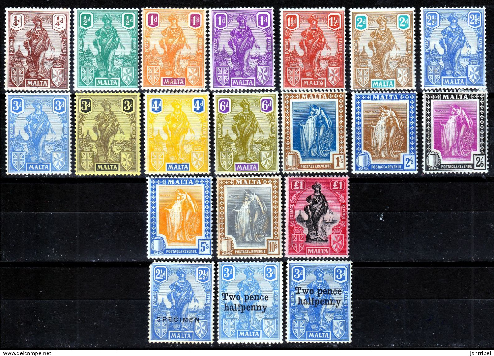 MALTA 1922/25 SET MNH/MH - Malte (...-1964)