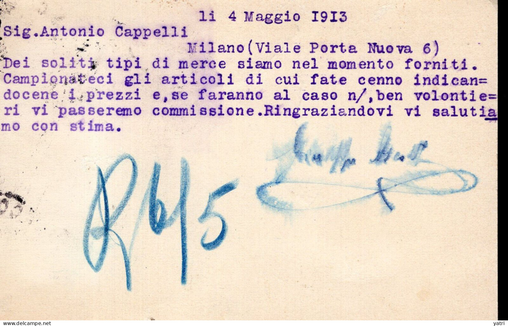 Regno D'Italia (1913) - Ditta Giuseppe Ascoli - Cartolina Da Ancona Per Milano - Marcophilia