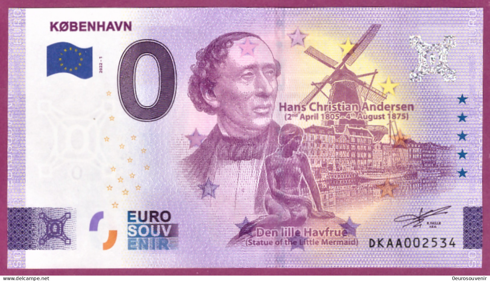 0-Euro DKAA 2022-1 KOBENHAVEN - KØBENHAVN - HANS CHRISTIAN ANDERSEN - MERMAID - Pruebas Privadas