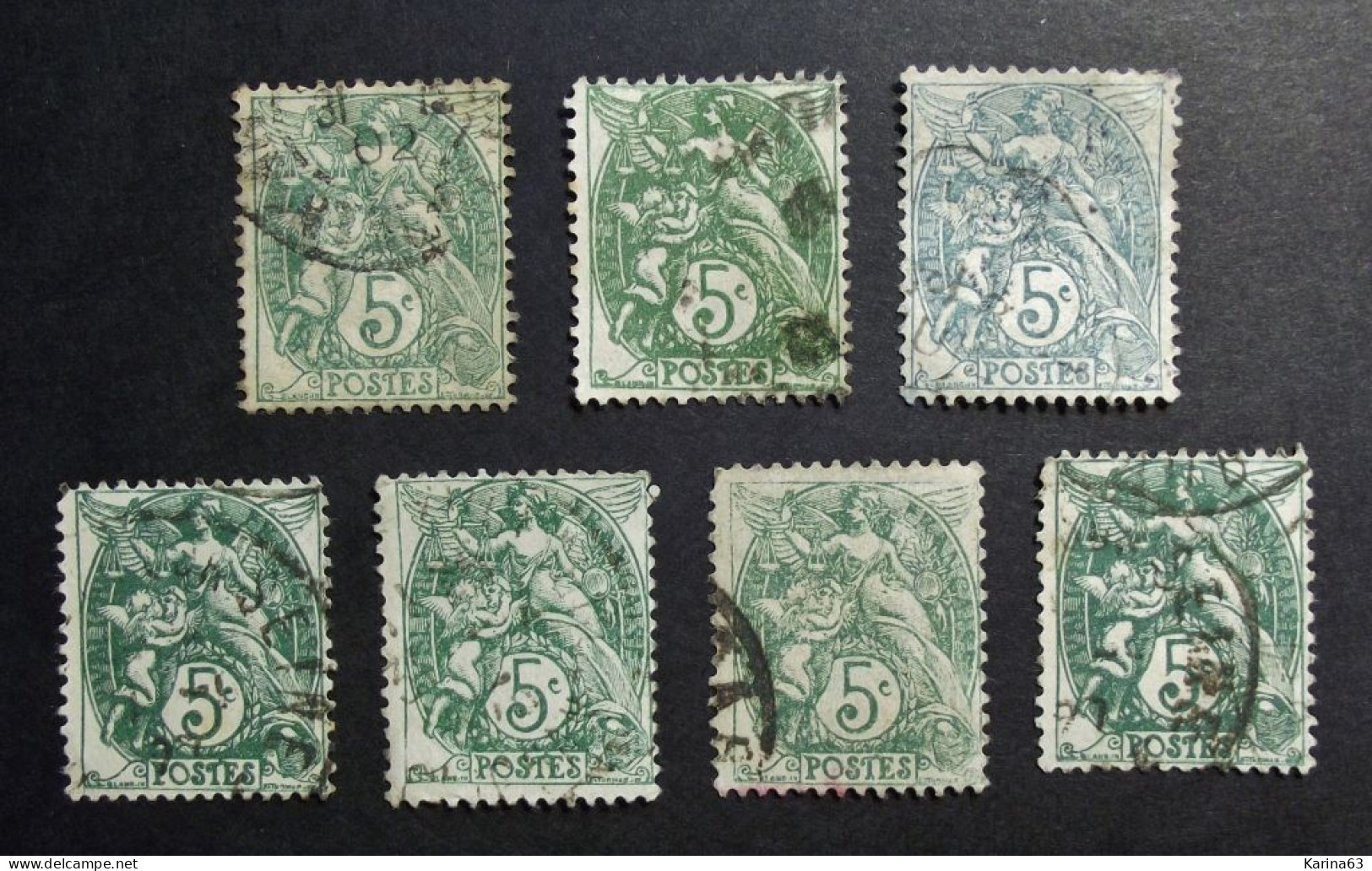 France - Frankrijk - Blanc - 1900 - 29 -  Lot  7 Timbres Blanc Diffentes Nuages - N° 111 - Obl. - 1900-29 Blanc