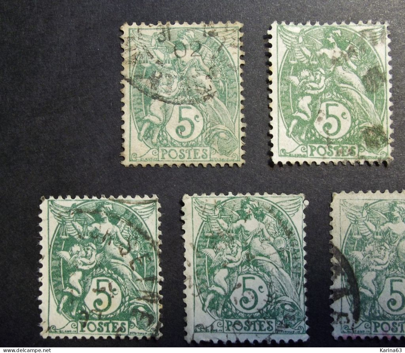 France - Frankrijk - Blanc - 1900 - 29 -  Lot  7 Timbres Blanc Diffentes Nuages - N° 111 - Obl. - 1900-29 Blanc