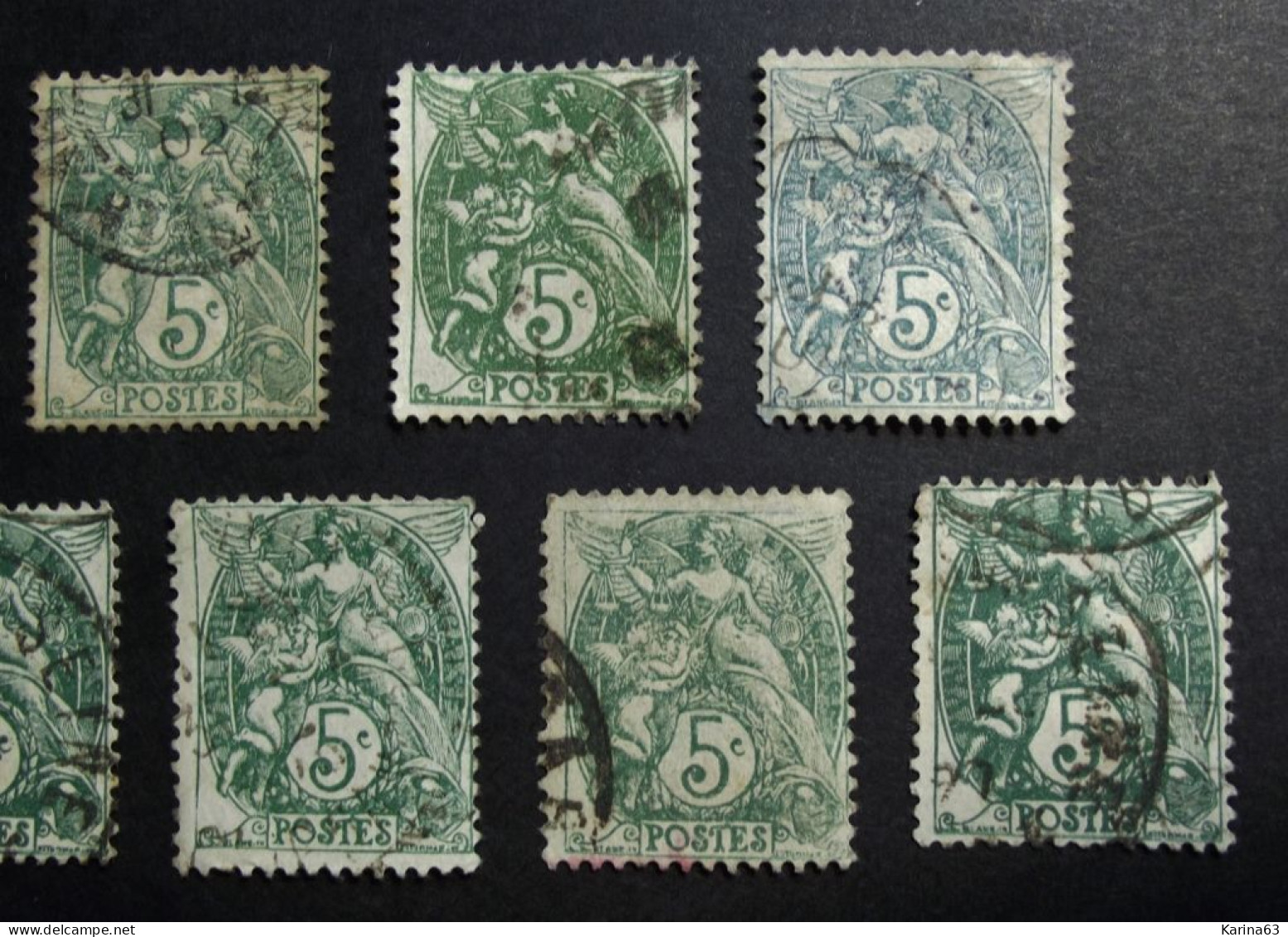 France - Frankrijk - Blanc - 1900 - 29 -  Lot  7 Timbres Blanc Diffentes Nuages - N° 111 - Obl. - 1900-29 Blanc