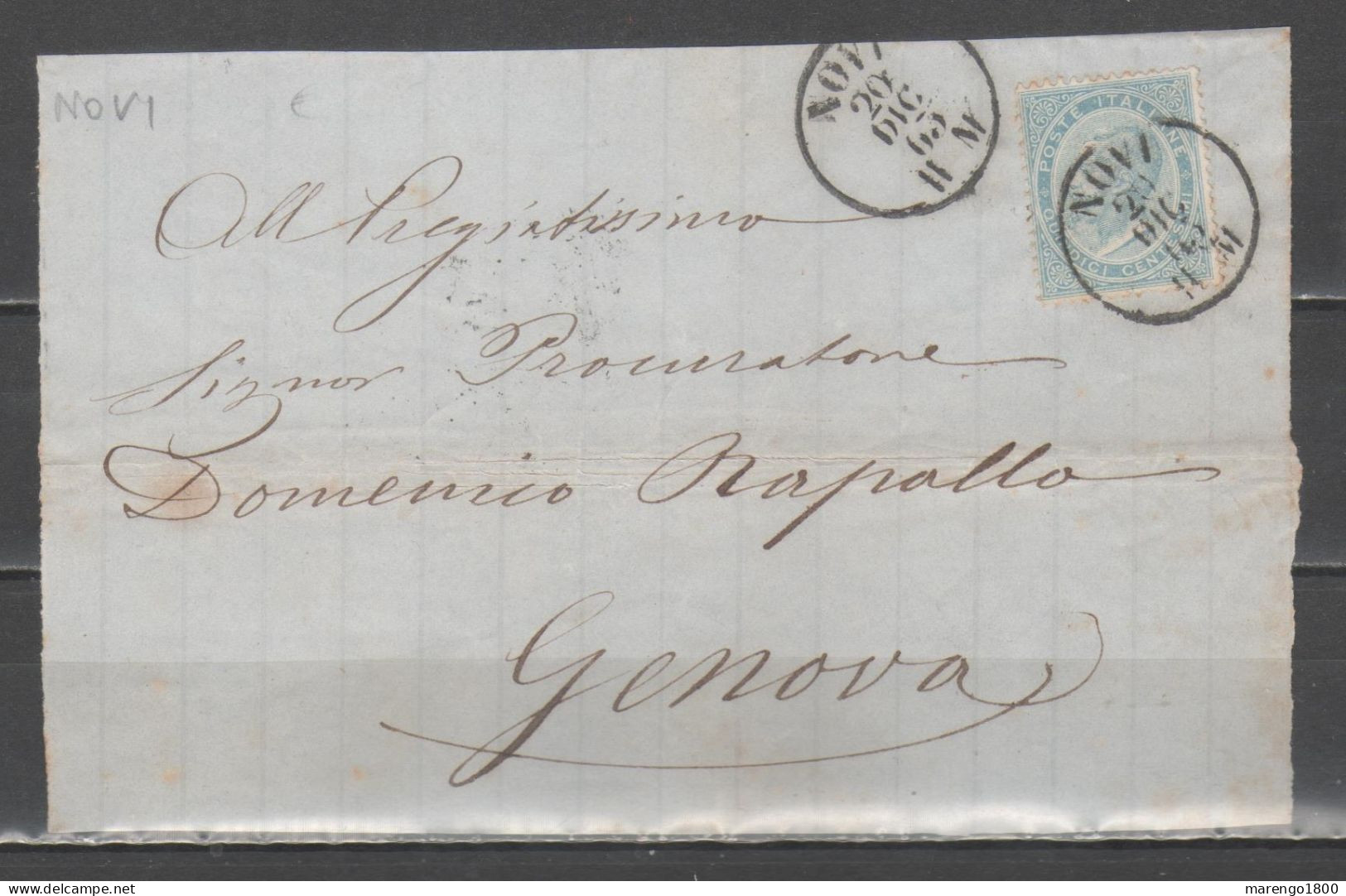 ITALIA 1863 - Effigie 15 C. Su Frontespizio Di Lettera Annullo Novi        (g9657) - Poststempel