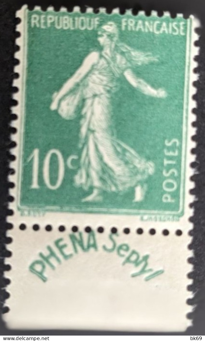 188** Publicité Ovules Phéna Septyl Semeuse 10c Vert 'maigres' - Unused Stamps