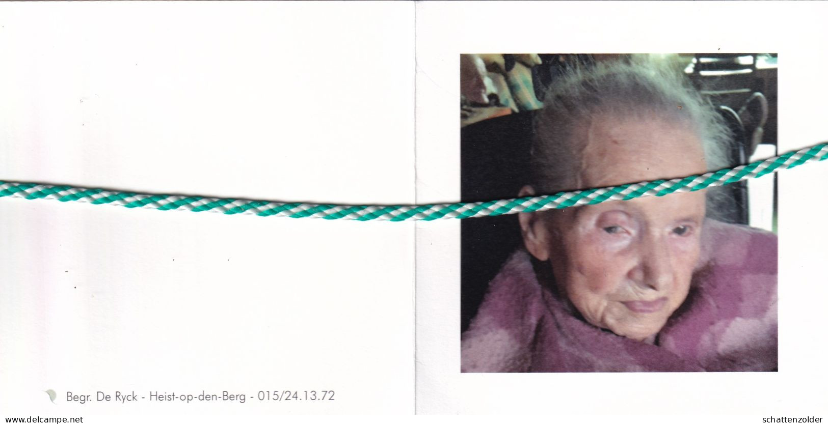 Alberta Vonckx-Bruyndonx, Heist-Goor 1914, 2020. Honderdjarige. Foto - Décès