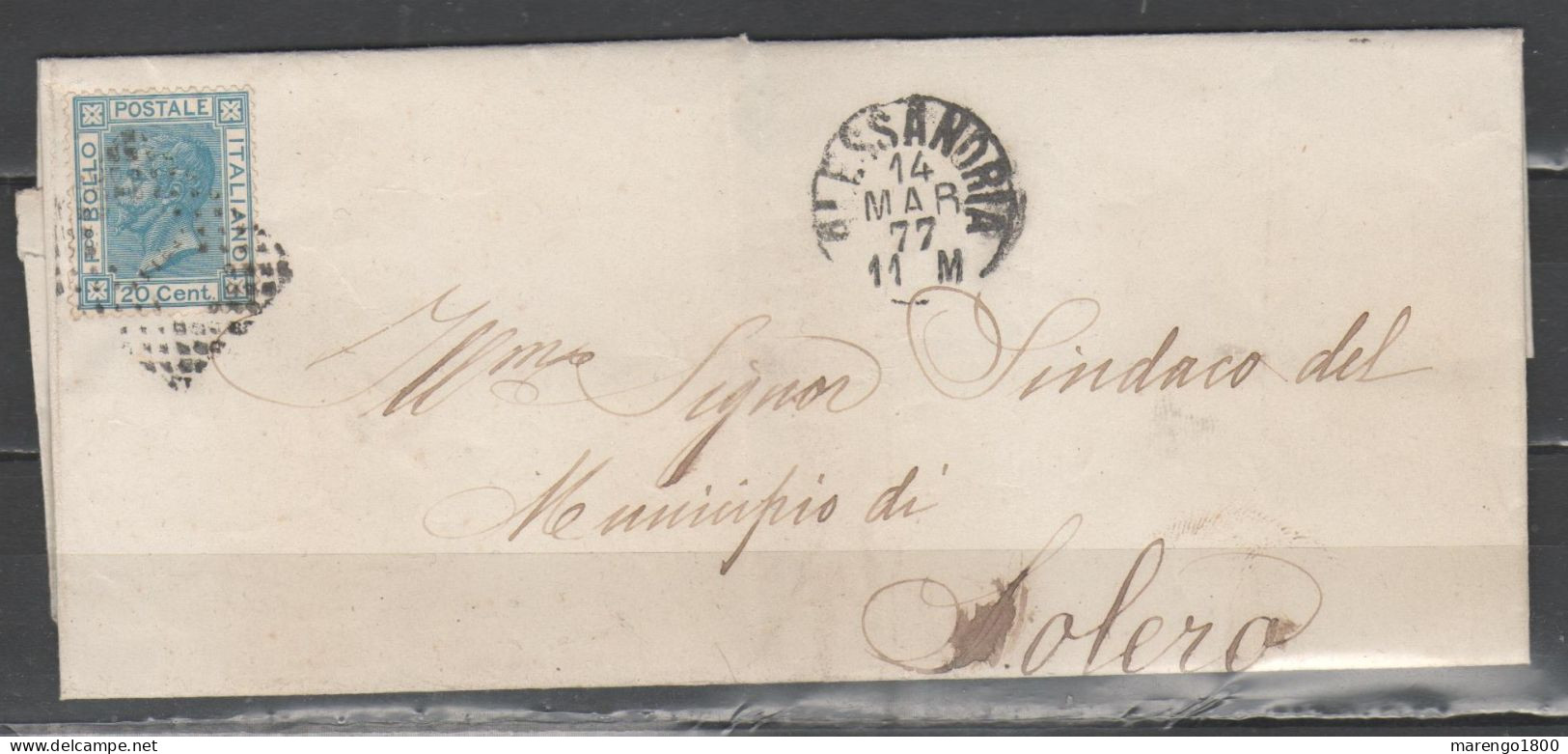 ITALIA 1877 - Effigie 20 C. (1867) Su Lettera Annullo Alessandria        (g9660) - Poststempel