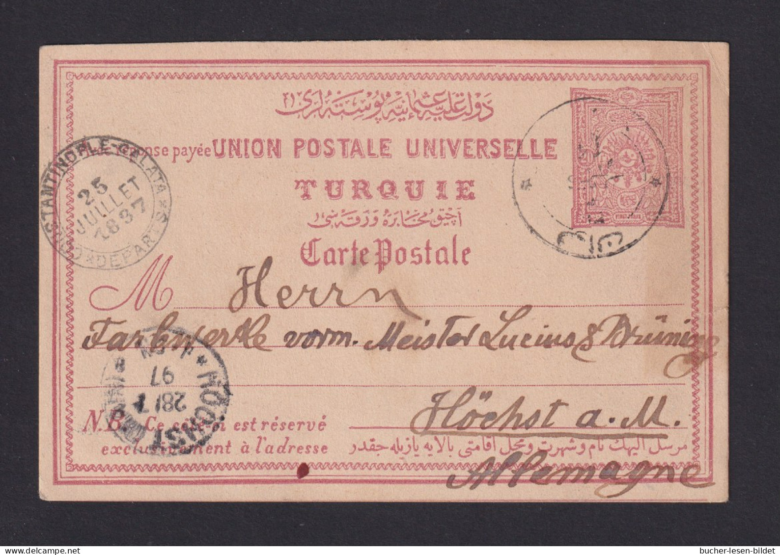 1897 - 20 P. Ganzsache Ab VAN Nach Höchst - Storia Postale