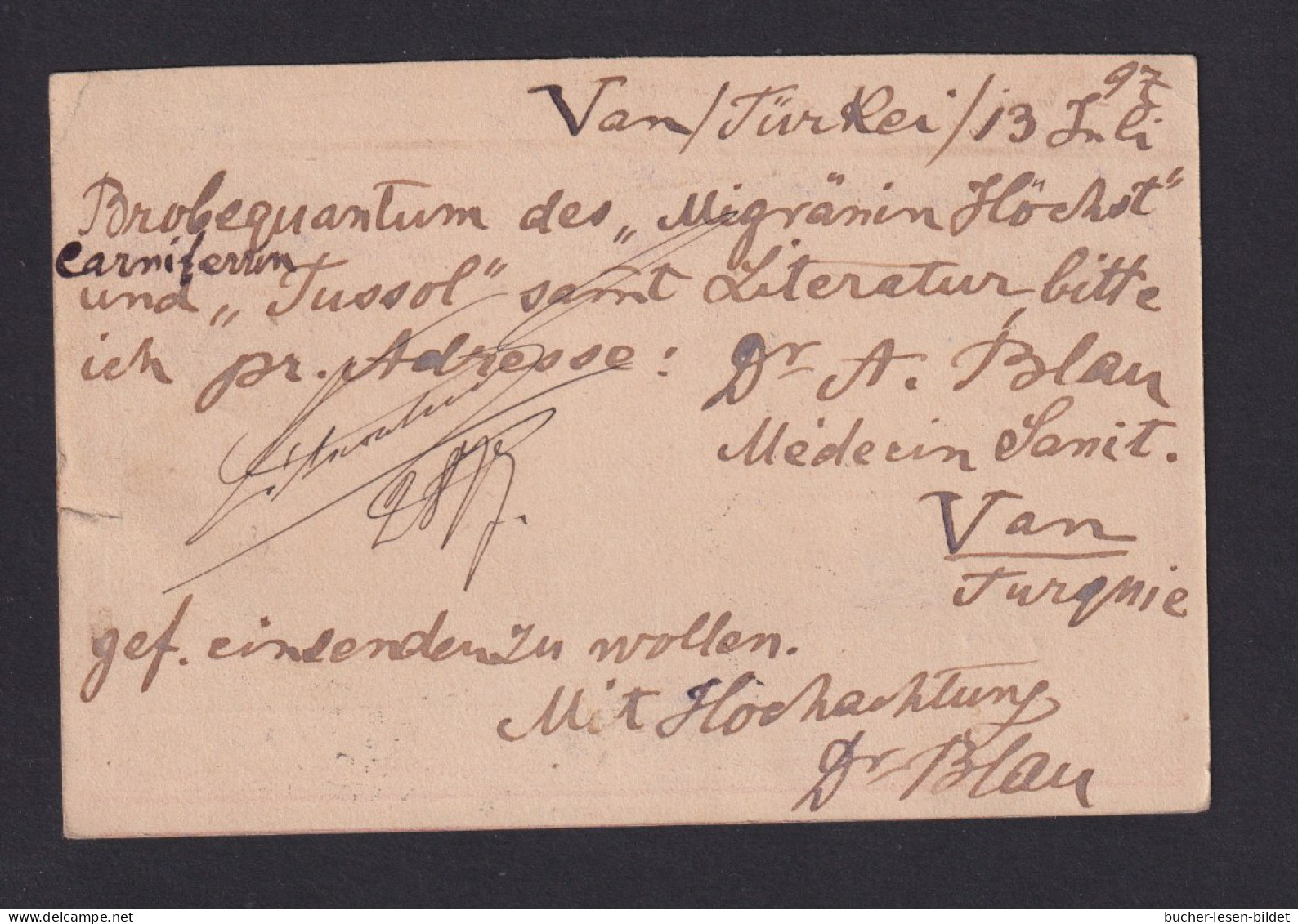 1897 - 20 P. Ganzsache Ab VAN Nach Höchst - Brieven En Documenten