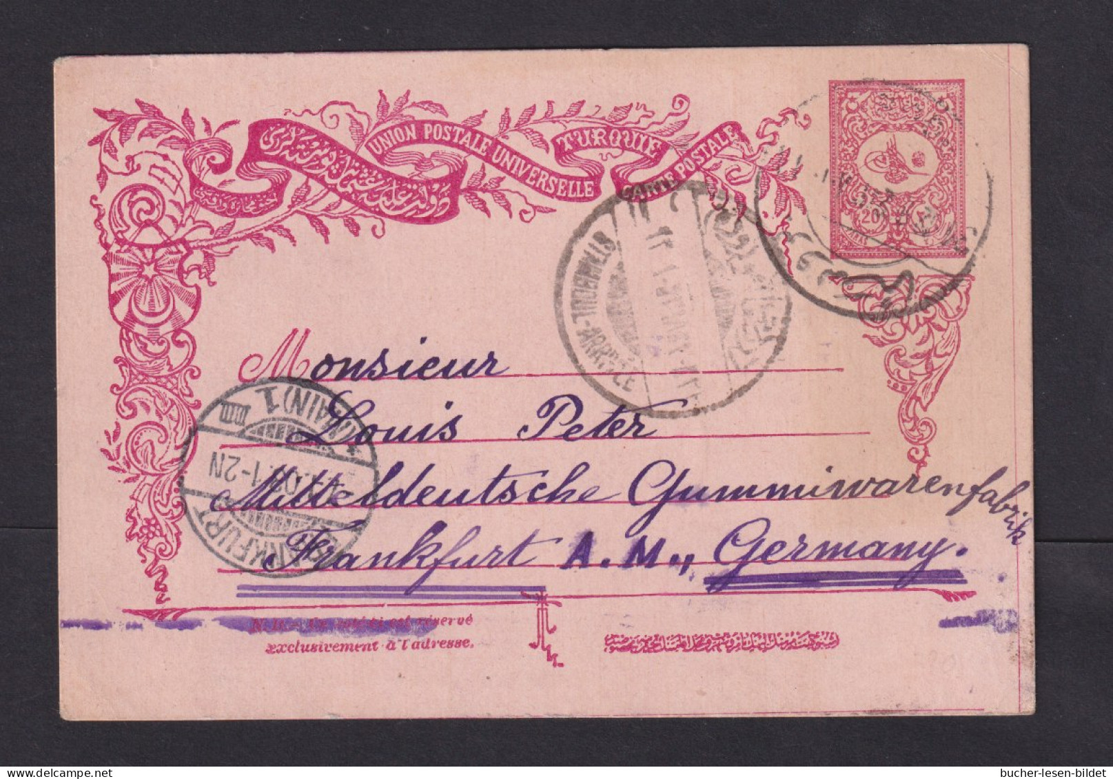 1903 - 20 P. Ganzsache Ab Brousse Nach Frankfurt - Transitstempel Stamboul - Lettres & Documents