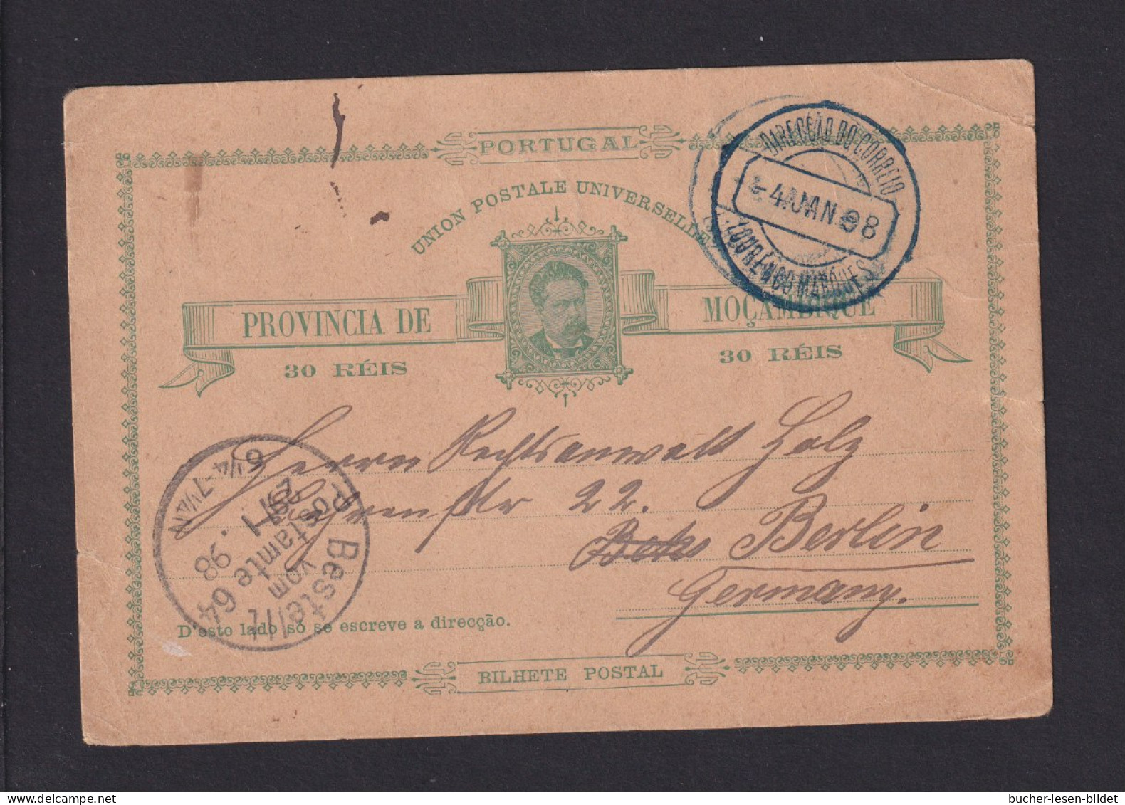 1898 - 30 R. Ganzsache Ab Lourenco Marques Nach Berlin - Mosambik