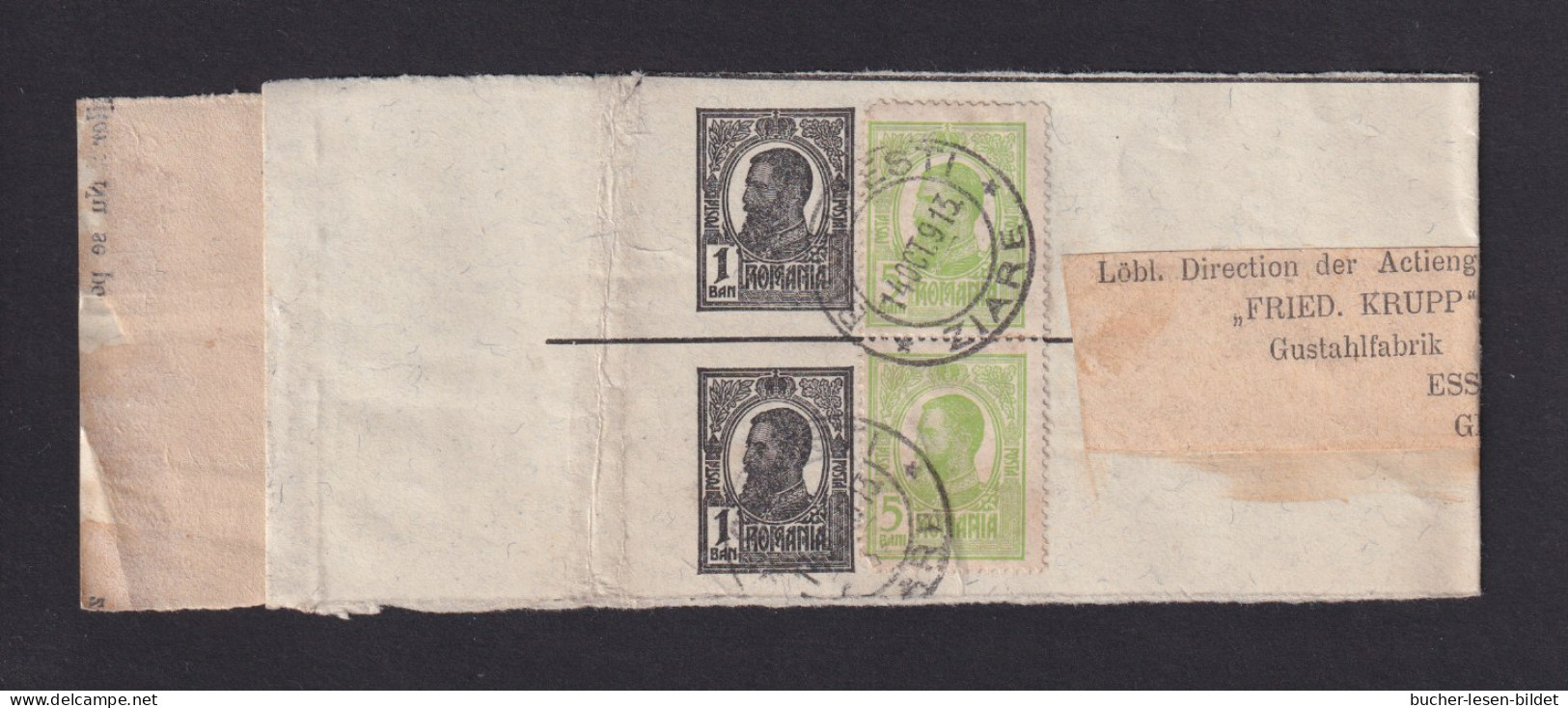 1913 - 1 B. Ganzsache (Paar) Mit 2x 5 B. Zufrankiert Ab Bukarest Nach Essen - Briefe U. Dokumente