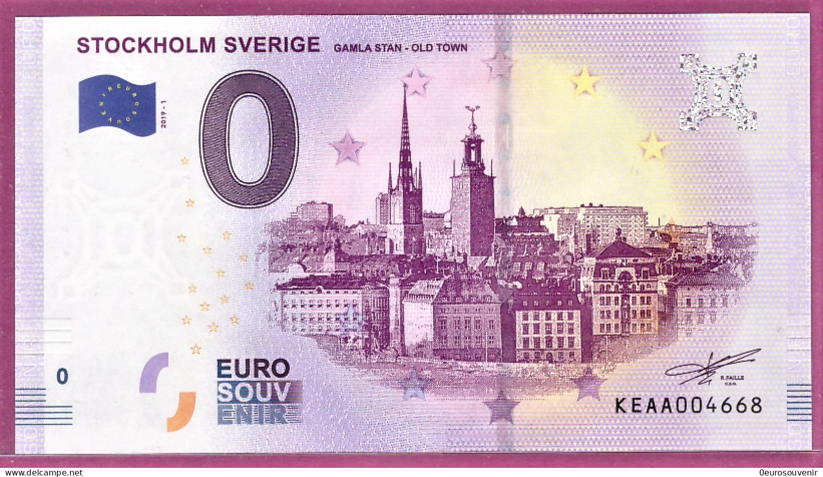 0-Euro KEAA 2019-1 STOCKHOLM SVERIGE - GAMLA STAN - OLD TOWN - Essais Privés / Non-officiels