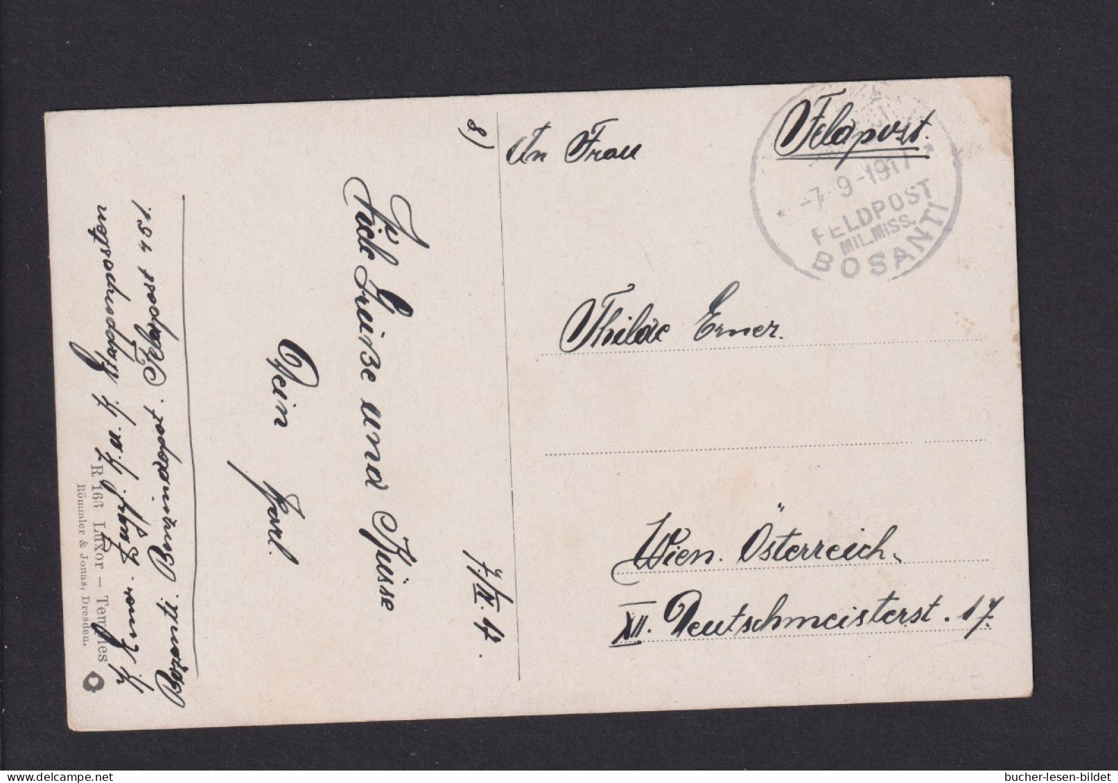 1917 - Mil.-Mission-Stempel BOSANTI Auf Feldpostkarte Nach Wien - Deutsche Post In Der Türkei