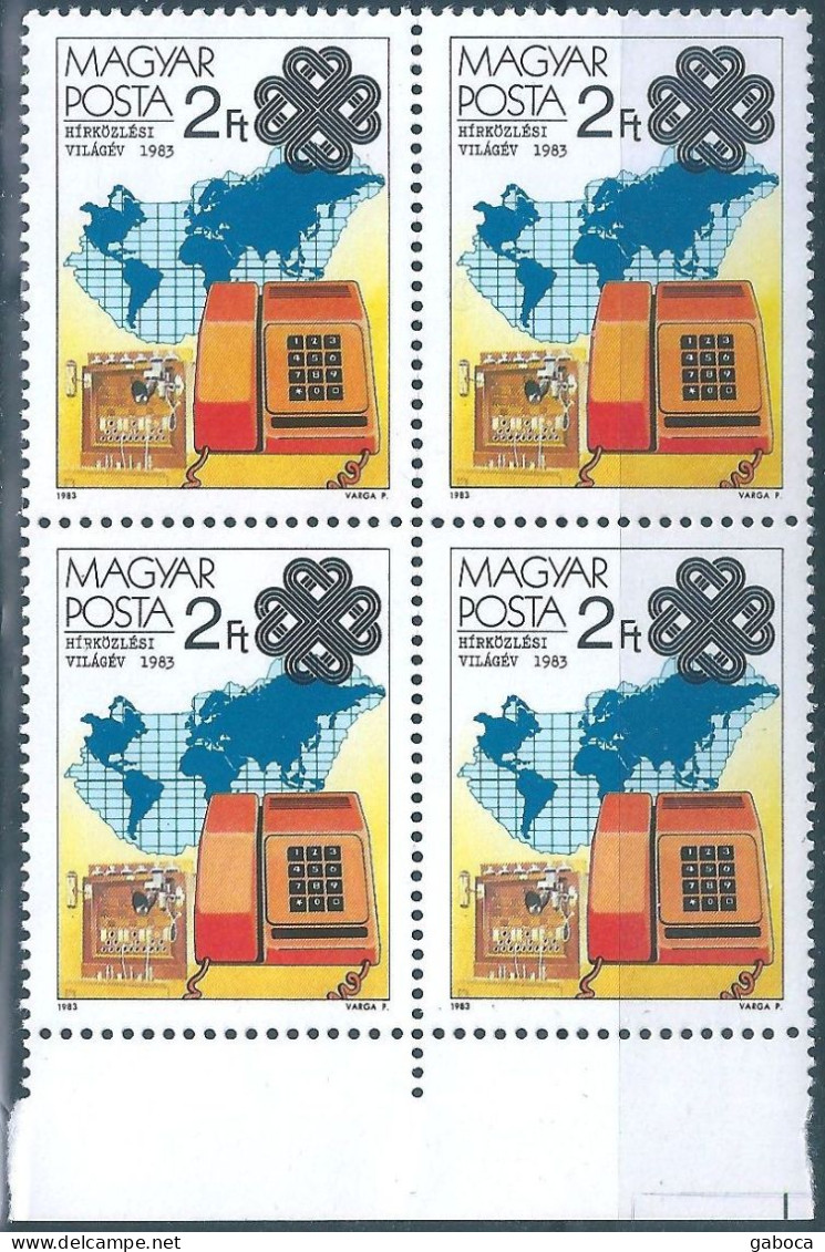 C5939 Hungary Telecom Geography Map Phone Event Quartblock MNH RARE - Télécom