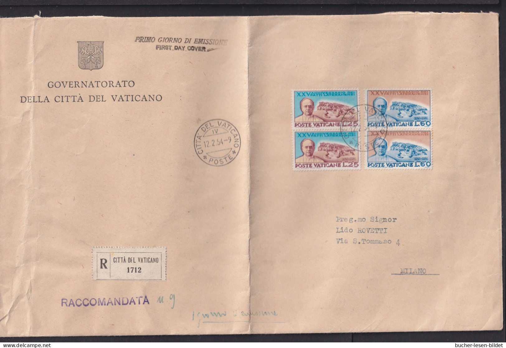 1954 - Mischfrankatur Auf Einschreibbrief Nach Milano - Cartas & Documentos