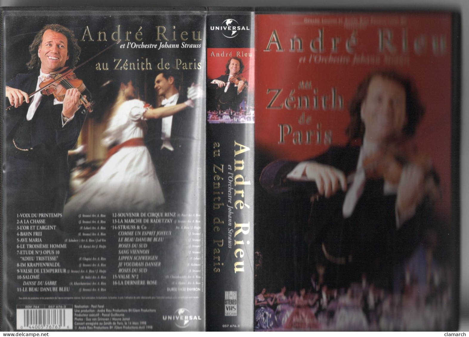 Cassette VHS-ANDRE RIEU-Au Zénith De Paris, 23 Succès-durée Env 1H30-frais D'envoi Pour La F 6.30 - Konzerte & Musik