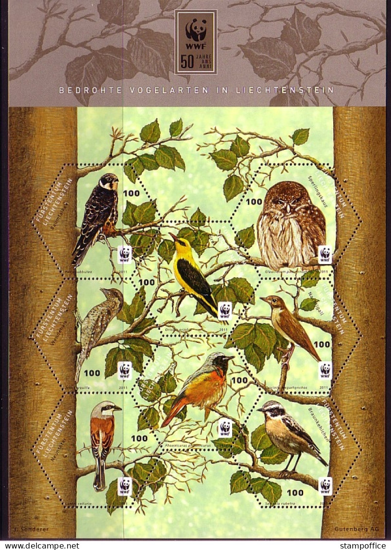 LIECHTENSTEIN MI-NR. 1598-1605 POSTFRISCH(MINT) WWF 2011 BEDROHTE VOGELARTEN BAUMFALKE SPERLINGSKAUZ - Unused Stamps