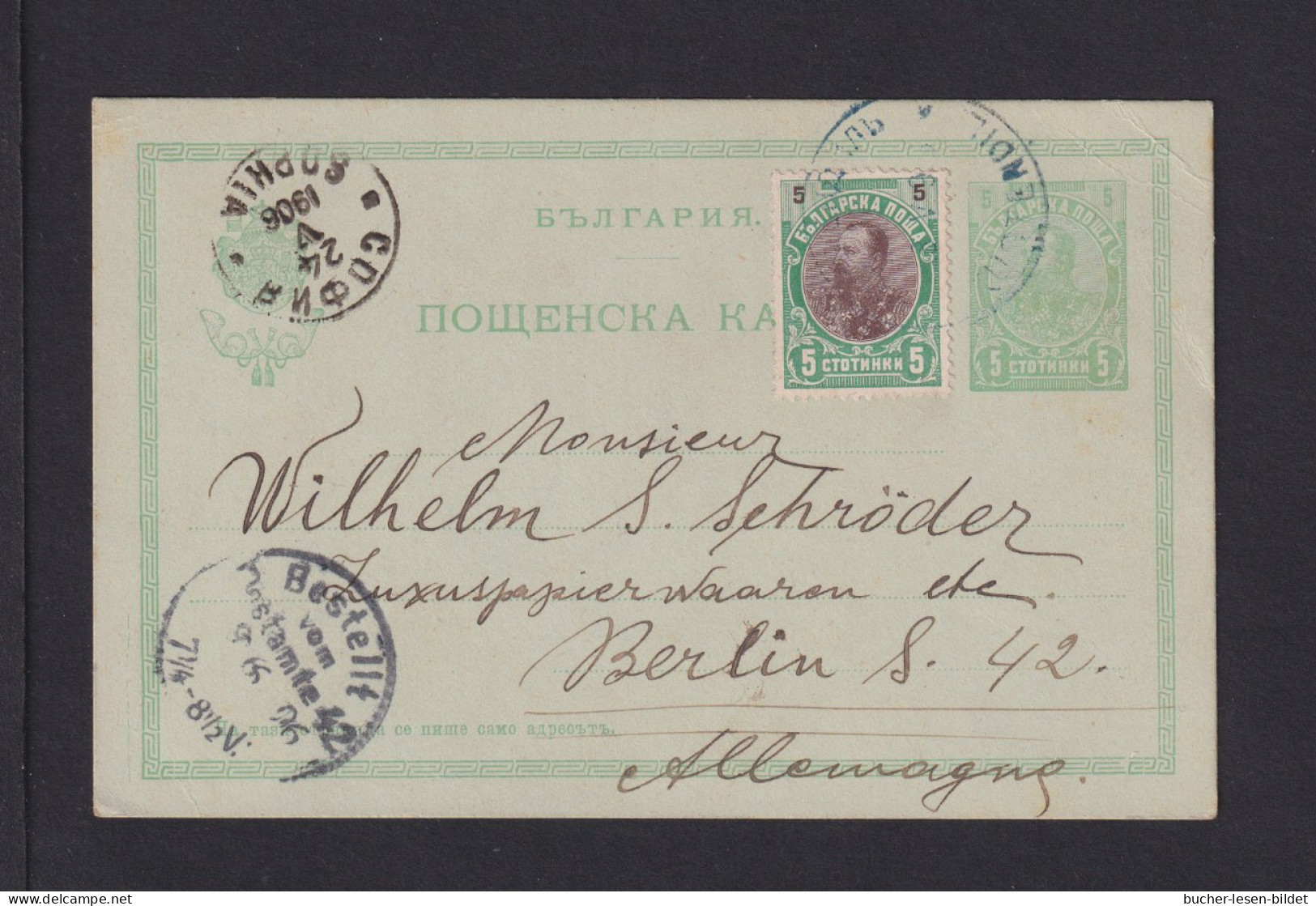 1906 - 5 St. Ganzsache Mit Zufrankatur Ab Rüstendil Nach Berlin - Briefe U. Dokumente