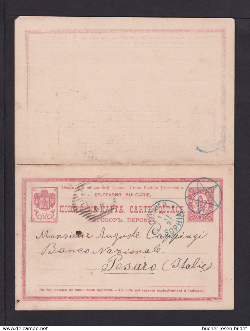 1893 - 10 St. Doppel-Ganzsache (P 9) Ab Sophia Nach Italien - Lettres & Documents