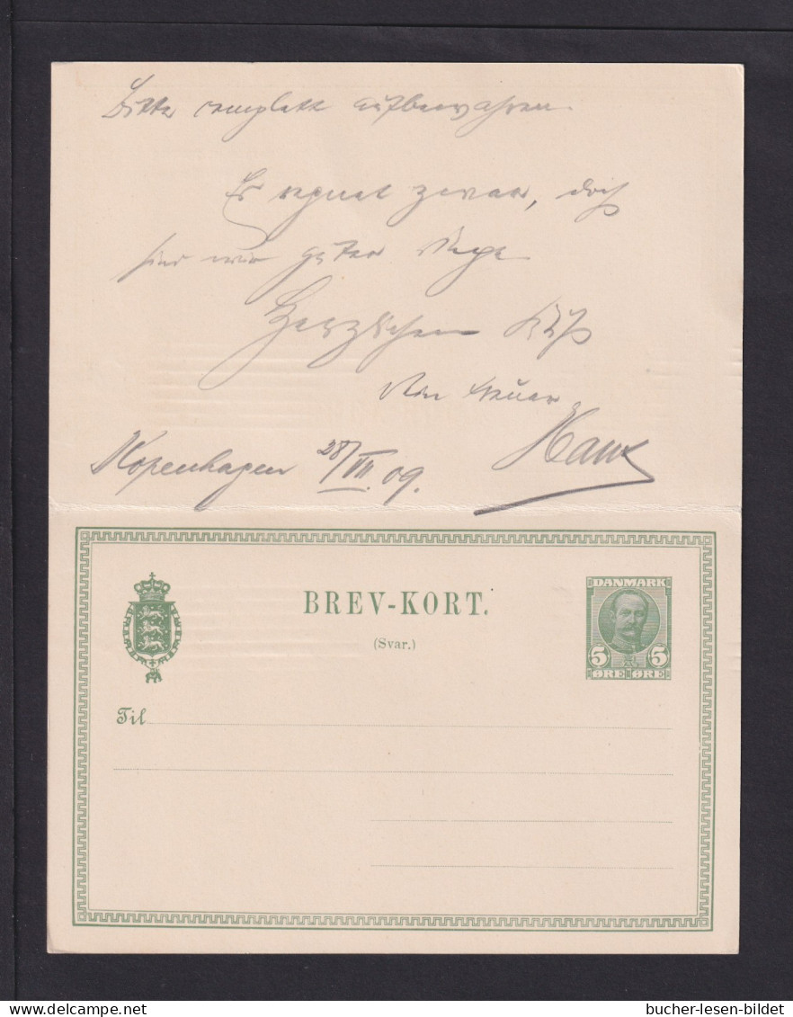 1909 - 5 Ö. Doppel-Ganzsache (P 137) Mit 20 Ö. Zufrankiert Ab Kopenhagen Nach Berlin - Brieven En Documenten