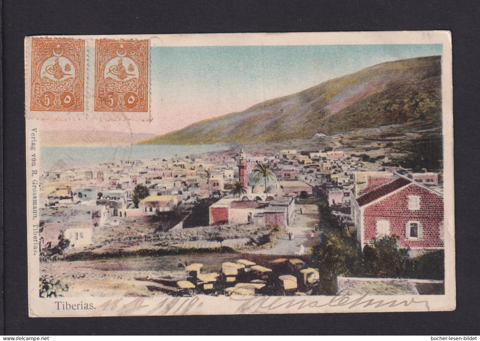 1910 - 4x 5 P. Türkei Auf Karte Ab TIBERIAS Nach Brünn - Palästina