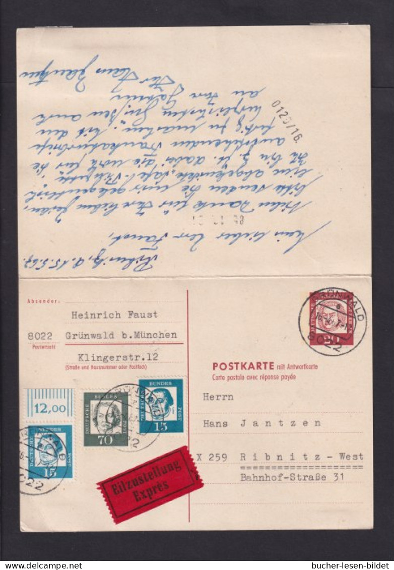 1967 - 20 Pf. Doppel-Ganzsache (P 61) Per Eilboten Nach Der DDR - Antwortteil Zurück Gebraucht - Postcards - Used