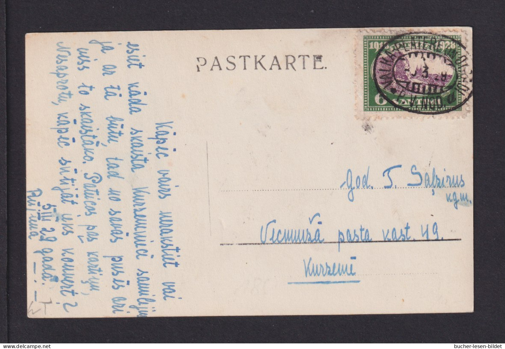 1928 - 6 S. Auf Karte Mit Bahnpost-Stempel  - Lettonie