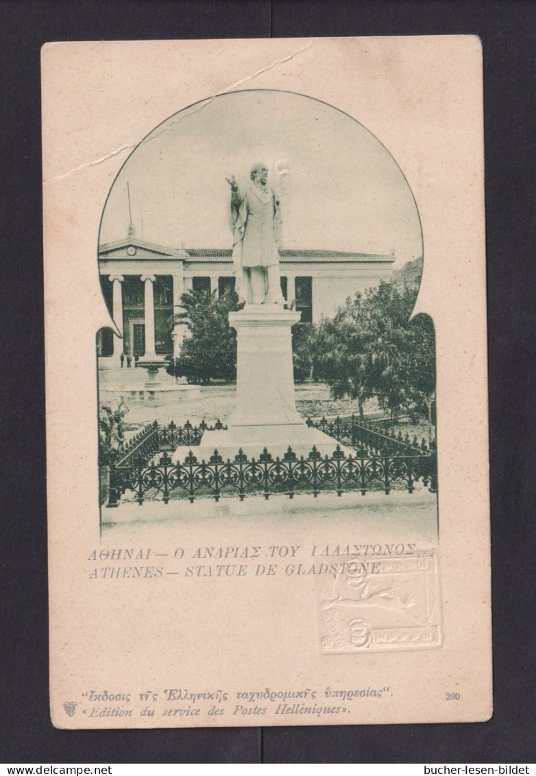 10 L. Bild- Ganzsache "280 - Athnes - Statue De Gladstone" - Knick - Storia Postale