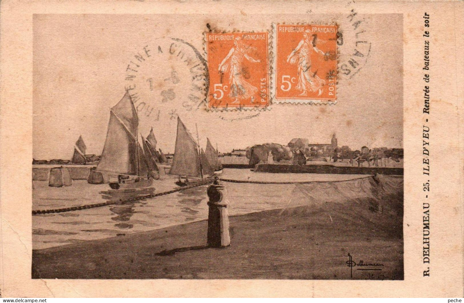 N°1789 W -cpa île D'Yeu -rentrée De Bateaux Le Soir- - Ile D'Yeu