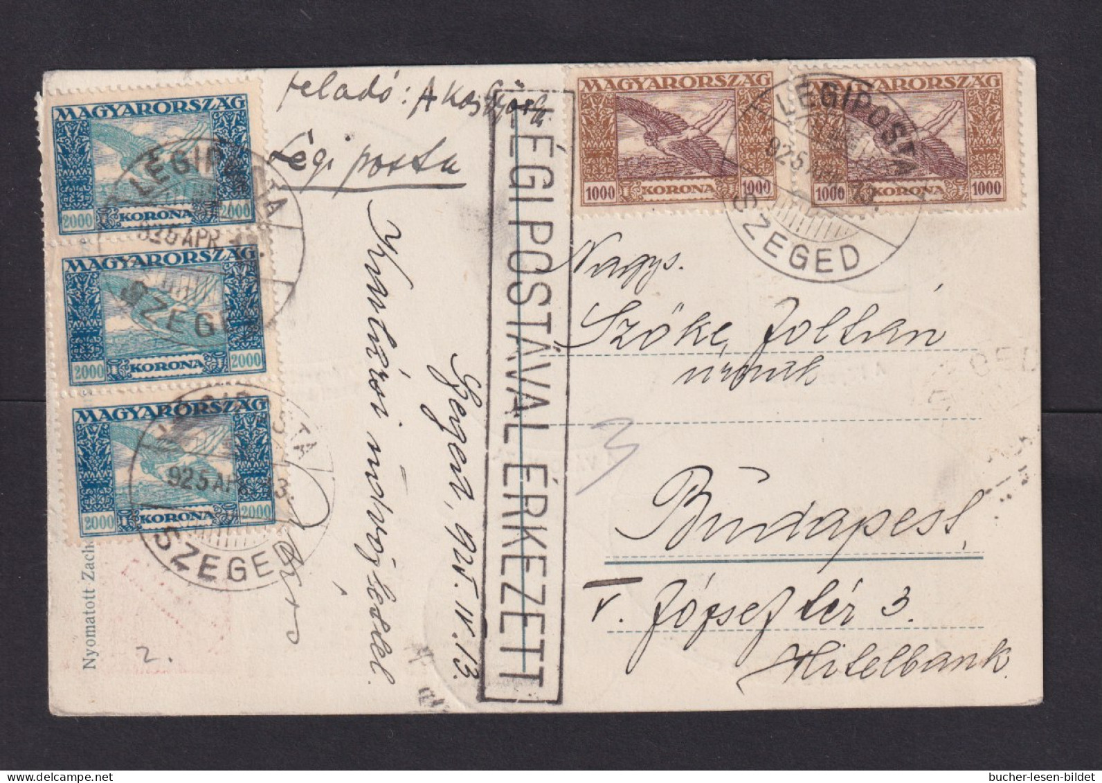 1925 - Sonderflugkarte Ab Szegd Nach Budapest - Lettres & Documents