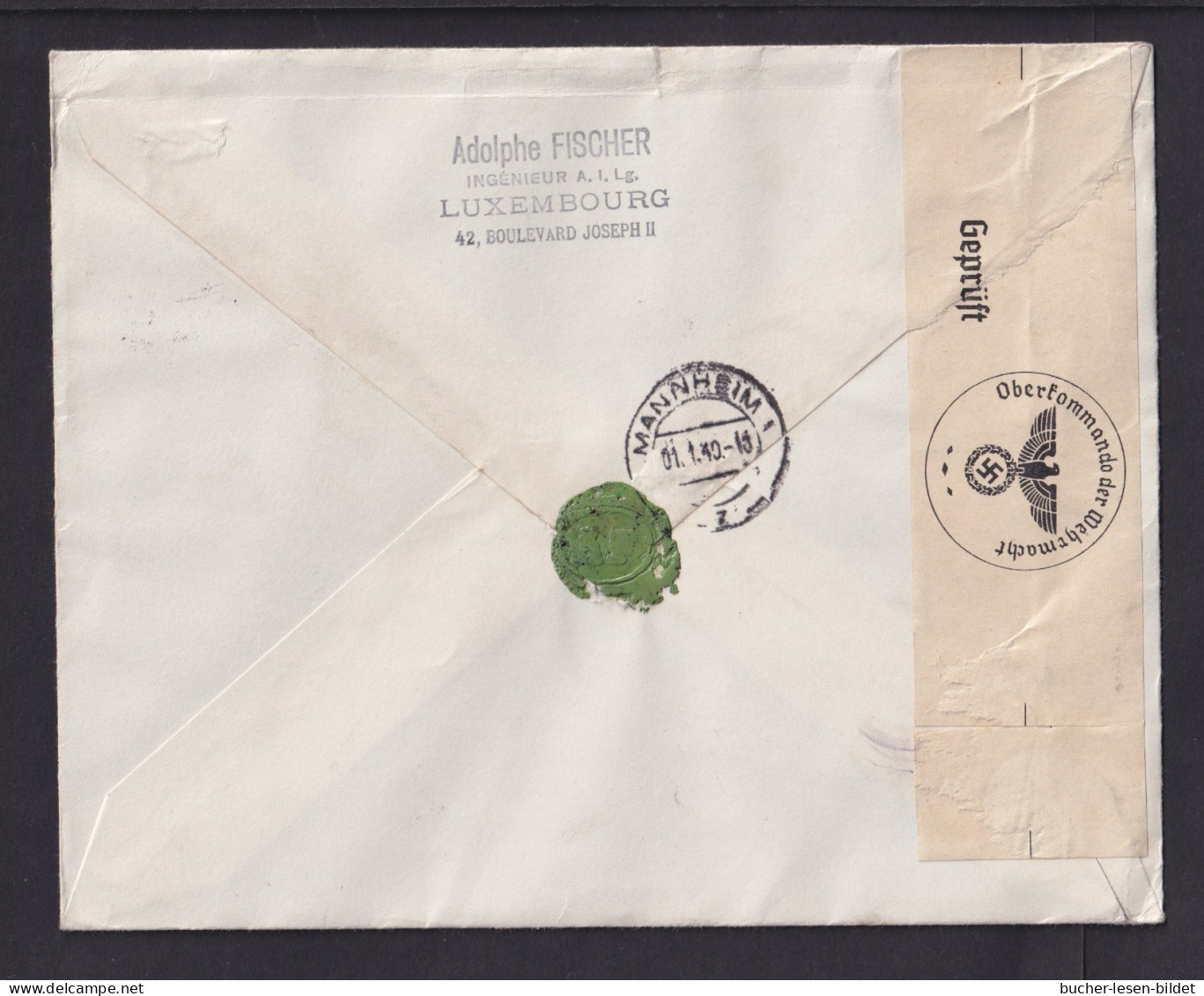 1940 - Caritas Auf Einschreibbrief Ab Luxembourg Nach Mannheim - Zensur - Briefe U. Dokumente