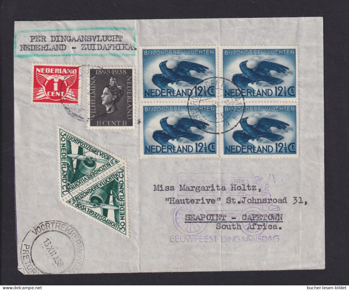 1938 - Flugpostbrief Ab Amsterdam Nach Capetown / Südafrika - Lettres & Documents