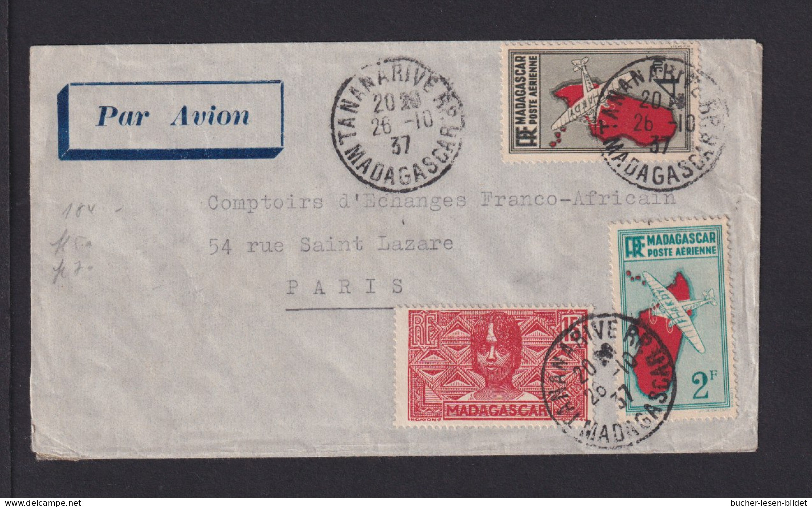 1937 - Flugpostbrief Ab Tananarive Nach Paris - Storia Postale