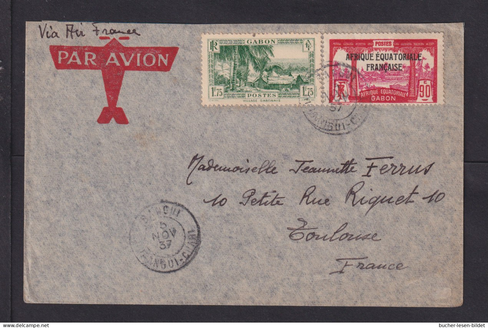 1937 - Mischfrankatur Auf Luftpostbrief Ab Bangui Nach Frankreich - Lettres & Documents