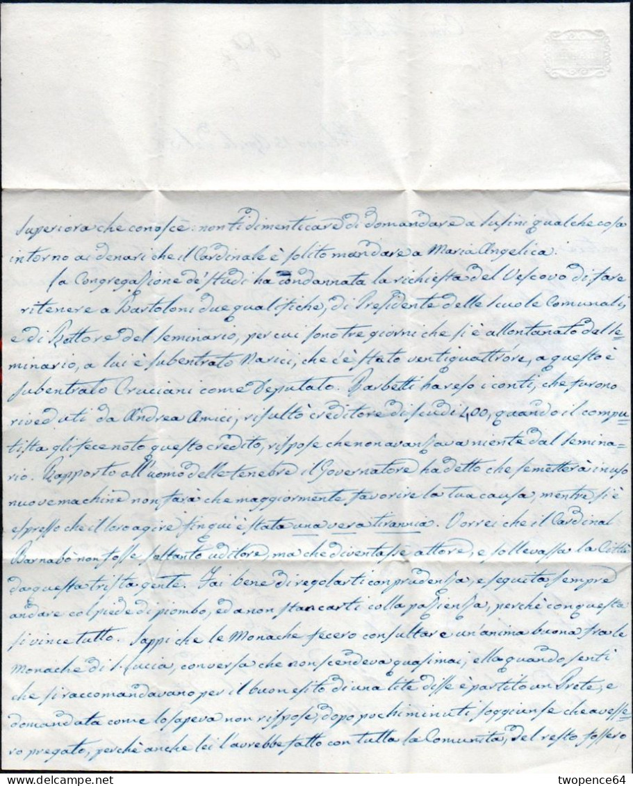 B46 - LETTERA DA FOLIGNO A ROMA 1858 - 1. ...-1850 Vorphilatelie