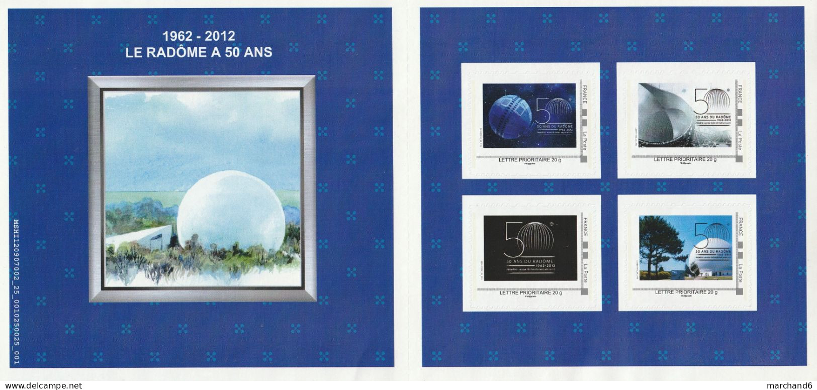 Feuillet Collector Le Radome à 50 Ans 1962-2012 Pleumeur Bodou France 2012 L P 20gr 4 Timbres Autoadhésifs N° - Collectors