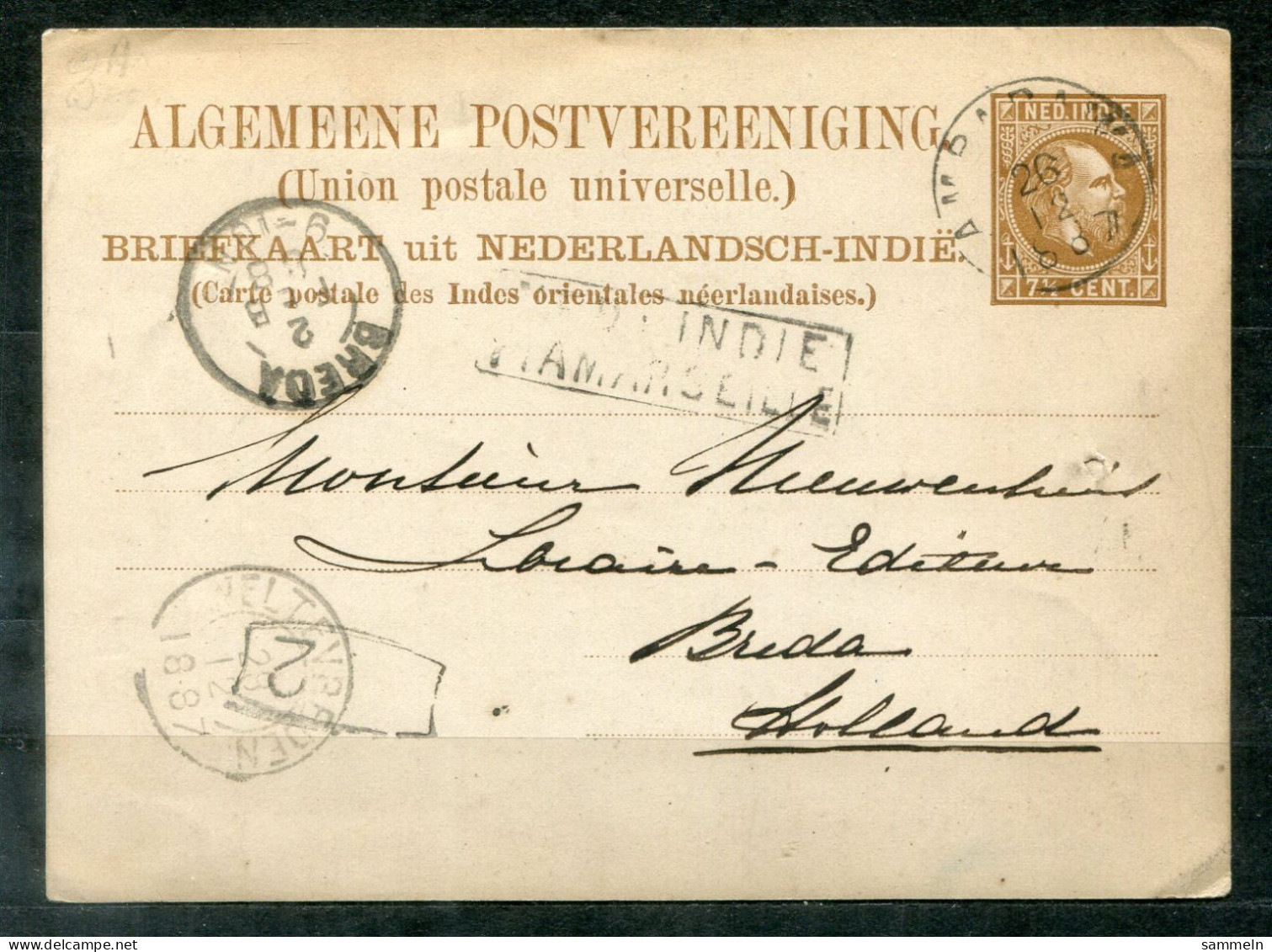 NL-INDIEN - Schiffspost, Navire, Paquebot, Ship Letter, Stempel NED,INDIE / VIA MARSEILLE Vie WELTVREDEN - Netherlands Indies