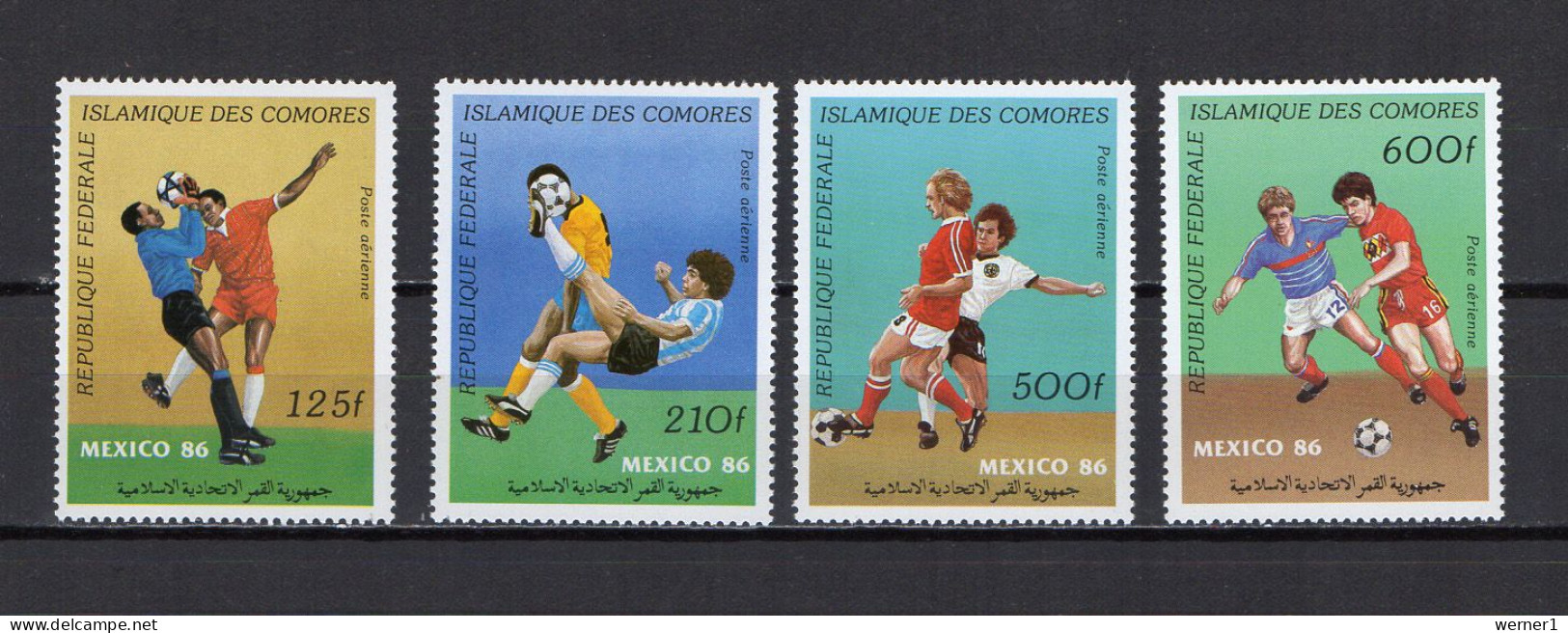 Comoro Islands - Comores 1986 Football Soccer World Cup Set Of 4 MNH - 1986 – Mexique