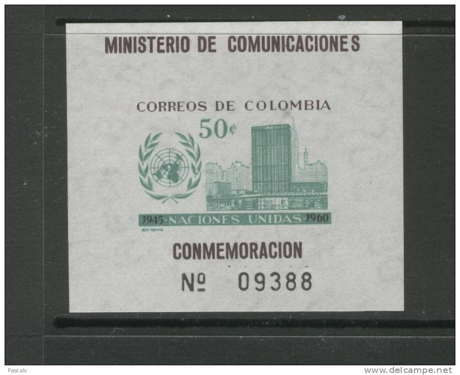 Colombie Yvert Bloc 21neuf ** Sans Charnière MNH ONU - Colombia
